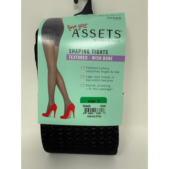 Love Your Assets SPANX Textured Wish Bone Shaping Tights Size 3 Black - Picture 1 of 3
